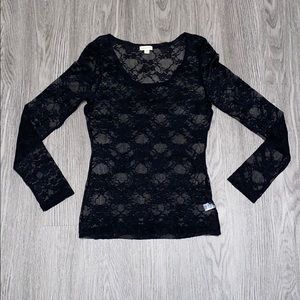 Zenana Outfitters Black Lace Floral Shirt